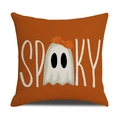 Federa per cuscino Halloween in lino arancione con fantasma e testo Spooky - Stile Arancione SPOOKY Fantasma (YMW1-12) / 45x45cm