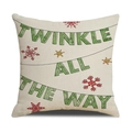 Weihnachts-Kissenbezug mit Twinkle All The Way Aufdruck und roten Schneeflocken - Twinkle Schriftzug Stil (YMX29-4)