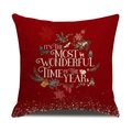 Rood kerstkussenhoes met rendier en tekst op een witte achtergrond - Ymx36-1 / 45*45cm (Alleen kussensloop)