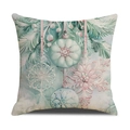 Elegant Christmas pillowcase featuring snowflakes and ornaments in soft pastel tones - Christmas Ornament Snowflake Style (YMX55-2) / 18x18inch (Pillow Cover Only)