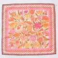 Square paisley bandana with pink and orange floral pattern in a retro artistic style - Pink Warm Floral Style (FJ-19)