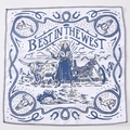 White bandana with vintage Best in the West western print and navy blue cowboy illustrations - White Western Cowgirl (FJ-10)