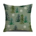 Christmas tree linen pillow cover with watercolor evergreens on Morandi green background - Morandi Green Forest (YMX62-4)
