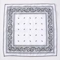 Classic white paisley bandana with black floral patterns for hip-hop and outdoor use - White Black Large Paisley (FJ-6) / 49x49cm