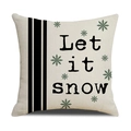 Housse de coussin de Noël avec texte Let it snow et flocons de neige verts sur lin - Style Let it snow à Rayures Verticales (YMX61-2)