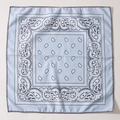 Light blue polyester paisley bandana with classic black and white teardrop patterns - Light Blue Paisley (FJ-7) / 49x49cm