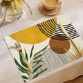 Moderne abstrakte Tischmatte mit gelben Mustern und tropischen Blättern Design - Hellgelber Stil (CDC1-6) / 30x45cm