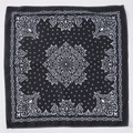 Classic black paisley bandana with white mandala pattern for hip-hop and outdoor use - Black Mandala Style (FJ-12) / 49x49cm