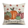 Funda de cojín de otoño cuadrada con calabazas y texto Fall Sweet Fall en fondo blanco - Estilo Combinación de Calabaza y Hoja de Arce (YMF36-2)