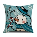 Winter Christmas pillowcase with snowman pattern and Joy text on linen fabric - Joy Snowman(YMX74-4)