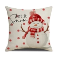 Funda de cojín navideña de lino con diseño de muñeco de nieve para decoración de sofá - 45x45 cm / Muñeco de Nieve Let It Snow (YMX75-4)
