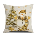 Christmas snowman and tree throw pillow cover with linen texture for holiday home decor - Pillowcase Only / Snowman and Sled (YMX77-2)