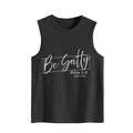 Detail view of the white Be Salty Stay Lit text on a dark gray casual loose tank top - S / Dark Gray (White Font)