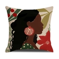 Boheemse linnen kussenhoes met een moderne artistieke print van een vrouwenprofiel - Abstract Vrouwen Silhouet Granaatappel Ontwerp (YMC21-1)