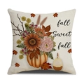 Fall Sweet Fall Deko-Kissenhülle aus Leinen mit Kürbis und Sonnenblumen Motiv - Ymf40-1 / 45*45cm (Nur Kissenbezug)