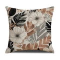 Linen Thanksgiving pillowcase with modern artistic hand-drawn pumpkin and floral patterns - Botanical Silhouette Style (YMF37-3) / 45x45cm