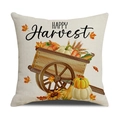 Funda de cojín otoñal cuadrada con carrito HAPPY Harvest, calabazas y girasoles - 45*45cm (Solo funda de almohada) / Carro de Madera de Cosecha (YMF45-4)