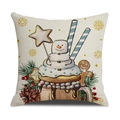 Christmas snowman print linen pillowcase with festive holiday dessert illustration - Snowman Hot Drink Cup Illustration Style (YMX82-4)
