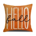 Funda de cojín naranja cuadrada con letras HELLO fall para decoración de otoño - Estilo de Texto HELLO Fall (YMF36-1)