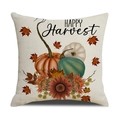Herbst Kissenbezug mit Kürbis und Sonnenblumen sowie HAPPY Harvest Aufdruck - Ymf40-4 / 45*45cm (Nur Kissenbezug)