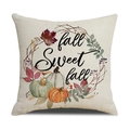Fodera per cuscino in lino con zucche autunnali e scritta Fall Sweet Fall decorativa - Stile Ghirlanda fall Sweet fall (YMF42-1)