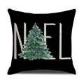 Housse de coussin de Noël noire avec sapin vert et lettrage NOEL en lin - Style Sapin de Noël NOEL Noir (YMX61-3)
