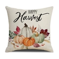 Federa in lino con zucche Happy Harvest per decorazione autunnale del divano casa - Stile Zucca HAPPY Harvest (YMF42-4)