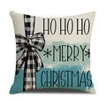 Christmas pillow cover with Ho Ho Ho print and black white checkered bow decoration - Black White Plaid Bow(YMX74-2)