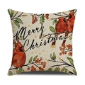 Linen Christmas pillow case with cardinal birds and Merry Christmas print - Merry Christmas Cardinals(YMX52-3)