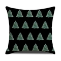 Housse de coussin noire avec des sapins de Noël verts à l'aquarelle pour la décoration - Style Sapin de Noël Matrice Noir (YMX61-4)
