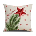 Funda de cojín de lino con estrella, pino y letras de Merry Christmas navideñas - 45x45 cm / Estrella de Navidad Y Rama de Pino (YMX75-1)