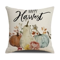 Autumn linen pillowcase featuring watercolor pumpkins and Happy Harvest text - Happy Harvest Style (YMF43-1) / 45*45cm (Cover Only)