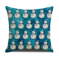 Navy blue square pillow cover featuring a snowman pattern made of cotton linen fabric - Dark Blue Matrix Snowman Style (YMX61-6)