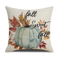 Fall Sweet Fall square pillow cover with blue pumpkin and autumn leaves pattern - Fall Sweet Fall Style (YMF43-4) / 45*45cm (Cover Only)