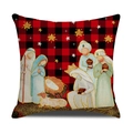 Christmas nativity scene buffalo plaid pillowcase made of premium linen fabric - 45x45cm / Buffalo Plaid Three Wise Men Style (YMX87-4)