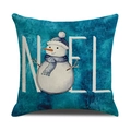 Blue watercolor Christmas pillowcase with snowman print and NOEL letters decoration - Blue Watercolor Snowman NOEL Style (YMX61-8)