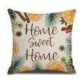 Linen pillowcase with Home Sweet Home text and autumn fruit prints on white background - Home Sweet Home Style (YMF47-2)