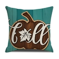 Funda de cojín de cosecha otoñal con estampado de calabaza y texto Fall en lino - 45x45cm(Solo Funda) / Estilo Calabaza Grano de Madera (YMF53-2)