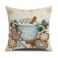 Linen Christmas pillow case with cute snowman and festive winter mug illustration - Winter Dessert Illustration Style (YMX82-1)
