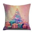 Christmas cushion cover featuring a glowing tree and gifts on a pink purple background - Dreamy Glowing Xmas Tree (YMX55-12)