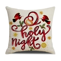 Christmas cushion cover with 'O holy Night' text and red buffalo plaid angel design - 45x45cm / Beige O Holy Night Style (YMX87-2)