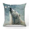 Christmas linen pillowcase with polar bear under starry sky artistic print - Stargazing White Wolf or Polar Bear Style (YMX41-2) / 45x45cm (Pillow Case Only)
