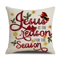 Linen Christmas pillow cover with angel and red bird print for holiday decor - 45x45cm / Beige Jesus Is The Reason Style (YMX87-3)