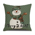 Funda de cojín navideño verde con muñeco de nieve y diseño Merry & Bright festivo - Estilo Muñeco de Nieve de Dibujos Animados (YMX90-3) / 45*45cm (Solo funda de almohada)