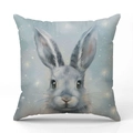 Christmas square linen pillowcase featuring watercolor hand-drawn grey rabbit illustration - Gray Rabbit Illustration Style (YMX41-4) / 45x45cm (Pillow Case Only)
