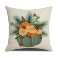 Linen pillowcase with autumn watercolor pumpkin, orange, and cinnamon spice print - Pumpkin Citrus Style (YMF47-1)