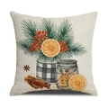 Linen pillowcase with autumn botanical prints and berries for sofa decor - Harvest Bottle Floral Style (YMF47-4)