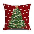 Federa natalizia rossa con pois bianchi e stampa di albero di Natale ad acquerello - Stile Albero di Natale a Pois Rossi (YMX08-3)