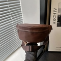 Chic dark brown PU leather waist bag with adjustable strap for sports and casual wear - Coffee