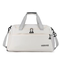 Borsa sportiva beige di grande capacità con spalline grigie e separazione a umido - Bianco